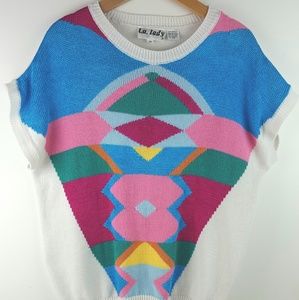 VTG L.A. LADY Tribal Sweater Vest Multi Color